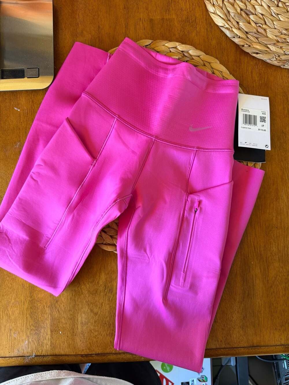 Nike Go Leggings Size XXS Pink High Rise 7/8 Length Pockets